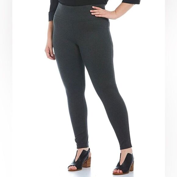 Slim Factor by Investments Plus 1X & 3X Ponte Grey Knit Wide Waistband NWT - Picture 1 of 7